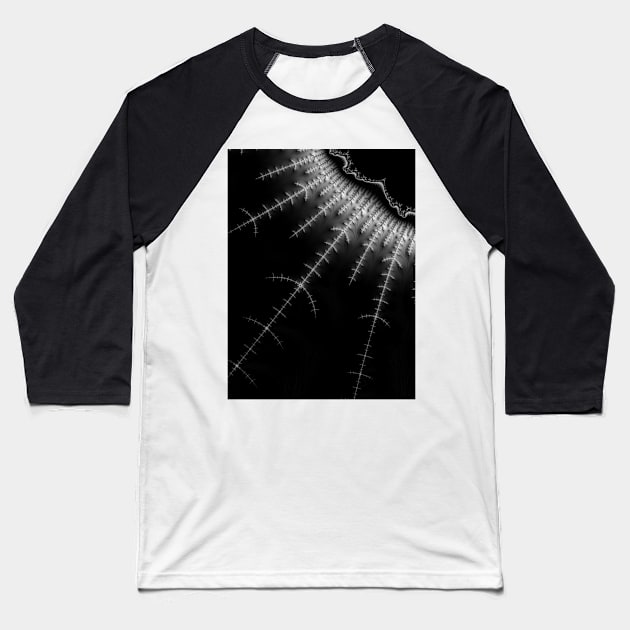 Monochrome Fractal Lightning Baseball T-Shirt by lyle58